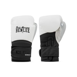 Benlee Boxing Gloves Leather and Faux Leather (1 Pair) Brampton 10 oz, Black/White/Silver