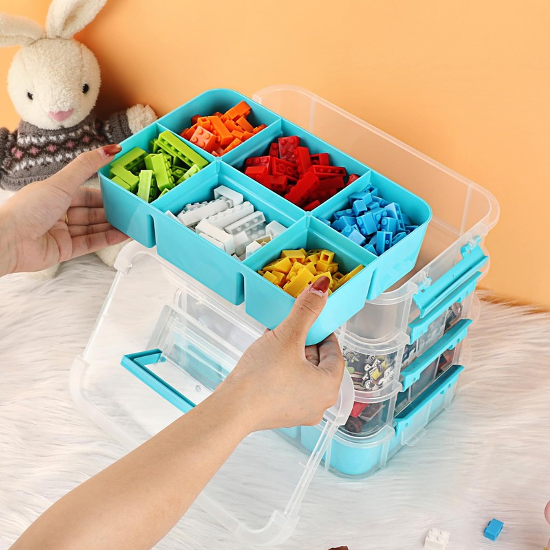 IGNPION Stackable Storage Box, 4 Layer Adjustable Plastic Storage Box