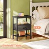 SUPERJARE Nightstand with Charging Station, Bed Side Table with Adjustable