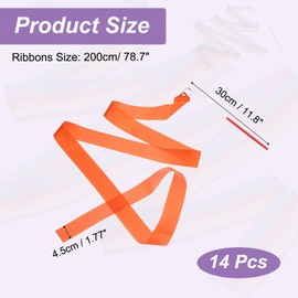 PATIKIL Dance Ribbons, 14 Pack 78.7 Inch Gymnastics Dance Streamers with Non-Slip Wand Dance Flags for Gifts, Dancing, Talent Shows, Baton Twirling, Orange Red