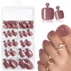 AddFavor 120pcs Brown Press on Toenails for Women, Toe Nail