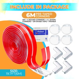 Mupkins 6M Kindersicheres Kanten- und Eckenschutz-Set – weiche Silikon-Stoßstange mit 4 runden und 4 L-förmigen Eckenschutzen, Babysicherheitseckenschutz für Tischschutz