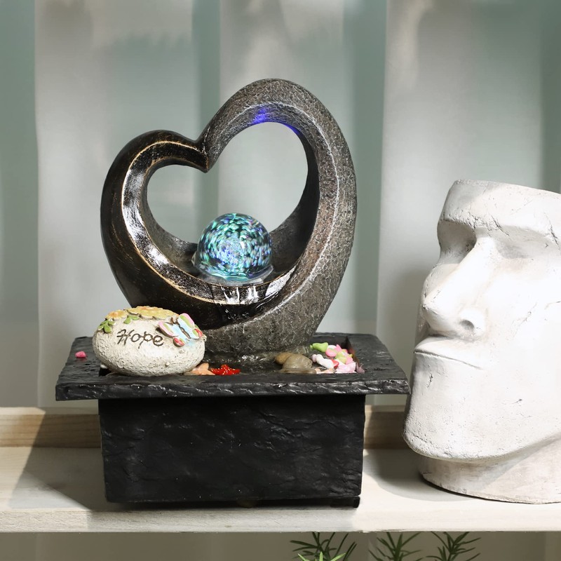 Ferrisland Tabletop Rock - Stacked Waterfall Fountain with LED -