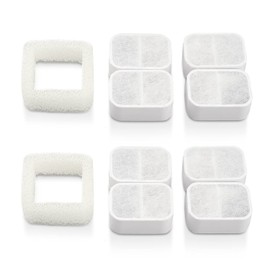 VinDox Ceramic Cat Water Fountain Replacement Filters, Fountain Carbon Filters Compatible with iPettie Tritone Porcelain Pet Drinking Fountain Ceramic Cats and Dogs Water Fountain(8+2)