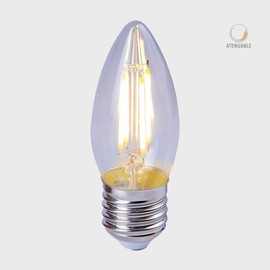 Tecnolite - Foco Vela C27 LED Filamento 4.5 W, Luz Cálida Brillante, Base E27, Atenuable