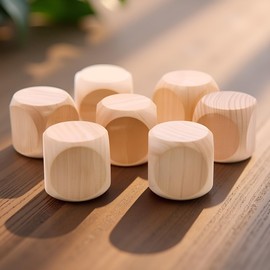 10 Pcs Wooden Dice, 6 Sided Blank Dice Round Corner Cube DIY Graffiti Crafts Toy Board Game Party Supplies Standard Game Dices (1.8cm)