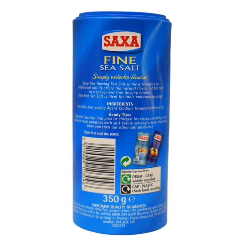 Saxa Fine Sea Salt - 18 x 350gm