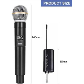 HUACAM Wireless Microphone, Professional Rechargeable Radio Microphone, Wireless Handheld Microphone, Wireless Microphone System for Karaoke and Parties, for DJ Singing Speech Church, Party, Wedding
