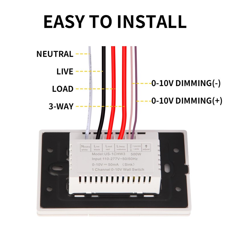 0-10V Dimmer Switch for LED Lights, Push Button Dimmer Light