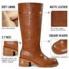 UBWDU Brown Platform Boots for Women Knee High Wide Calf