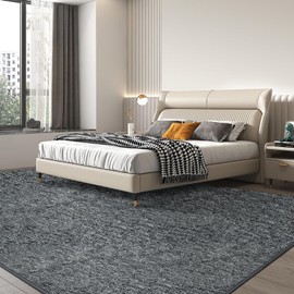 FinRèc 6x9 Washable Rugs for Living Room Bedroom, Soft Modern Indoor Fluffy Rug, Non-Slip Fuzzy Shaggy Area Rug for Nursery Kids Room Dorm Room Home Decor, Low Pile Plush Floor Carpet, Grey