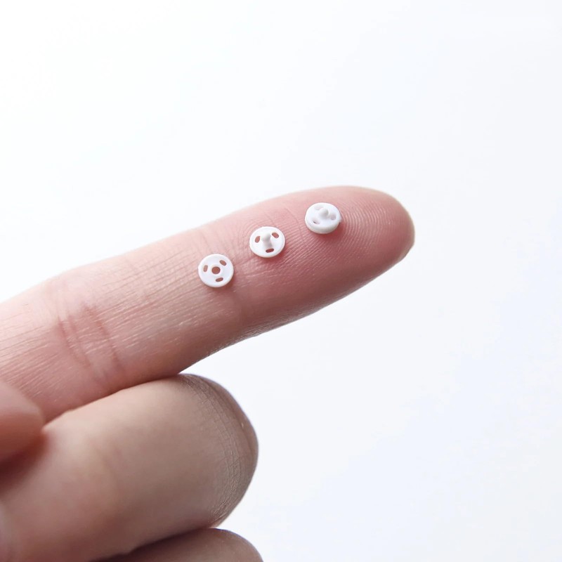 4mm/0.16" Super Tiny Plastic Snap Closures, Mini Doll Buttons, Doll