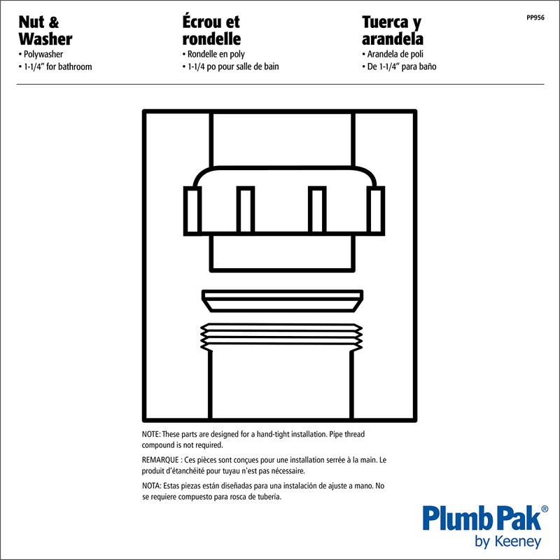 Plumb Pak PP956 Wing Nut Slip Joint 1 1/4-inch Washer,
