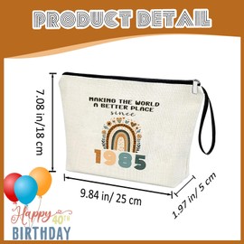 APAKUTA 40th Birthday Gifts for Women 1985 Year Gifts Idea 40th Birthday Decoration Makeup Bag 40-Year-Old Cosmetic Bag Organizer Zipper Pouch Gift for 40th Anniversary for Women Wife Aunt Friend