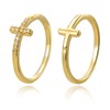 YBMYCM Cross Gold Rings, Dainty Stackable Ring Set 18k Gold
