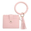 SUIKIHUM Card Holder Wallet with Keychain Wristlet, Slim PU Leather