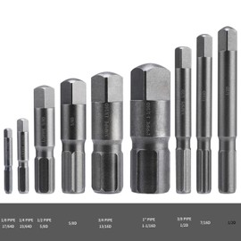 TVWVT Pipe Extractor Set, 9-Piece Heavy Duty Steel Broken Pipe Extractors for Removing Damaged Threaded Pipes & Fittings from 1/8" to 1", with Durable Storage Case, Ideal Tools for Plumbers Mechanics