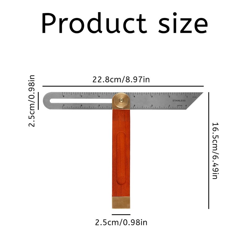 Bojueshaw Adjustable Carpentry T-Bevel Square,360°Sliding Angle Gauge with Hardwood Handle