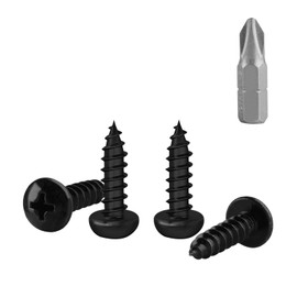 150 Pcs M4 Screws Set, Black Wood Screws Assortment, Self Tapping Screws, Phillips Round Head Screws, Truss Head Self-tapping Screws Assorted Screws Set for Masonry Decking Furniture Screws(M4x16mm)