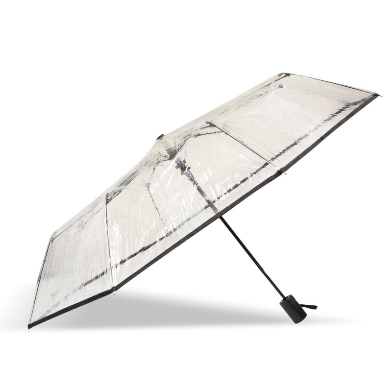 Isotoner Ladies Heavy Duty Transparent Manual Open/Close Umbrella PVC Black
