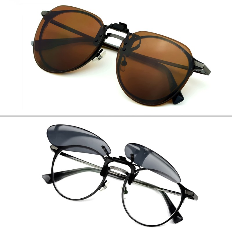 CREYESTAL Polarised Sunglasses Attachment Glasses, Sunglasses Clip, Liftable and Ultralight,