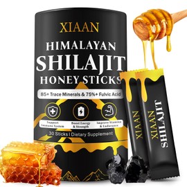 XIAAN Shilajit Honey Sticks for Men & Women, Pure Himalayan Honey Shilajit with 85+ Trace Minerals, 75%+ Fulvic Acid for Energy Boost, Immune Support 30 Sticks