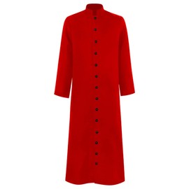 Men's Cassock Robe Church Robe Choir Minister Clergy Pulpit Liturgical 5 colors (2XL, Red)
