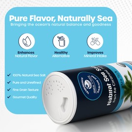 100% Gourmet Fine Sea Salt from the Caribbean Sea, Salt Shaker for daily use free of micro-plastic and impurities, table sea salt fine grain Unrefined, Fine Sea Salt Kosher, Easy to use and Store