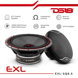DS18 EXLSQ65 EXL 6.5 inch 2-Way Coaxial Speaker with Fiber Glass Cone 400 Watts 3-Ohm (Pair)