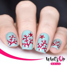 Whats Up Nails - Sea Star and Coral Vinyl Stencils for Nail Art Design (1 Sheet, 20 Stencils)