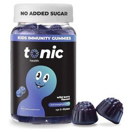 Tonic Health Tonic Health Kids Immunity Gummies - 7 in 1, Elderberry Gummies, No Added Sugar, No Sweeteners, Vitamins C, D and Zinc, Wild Berry Flavour, Month Supply (60 Count), Ages 3-12, Vegan.