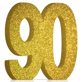 90th Birthday Decorations for Men and Women,90th Anniversary Decorations,Gold Glitter 90th Birthday Party Centerpieces for Table Decorations,90 Table Topper Decor