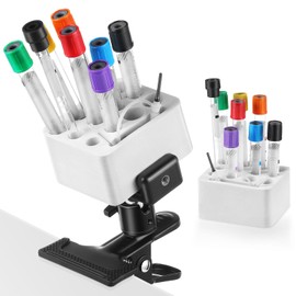 Chunful Mobile Phlebotomy Tube Holder Rack with Clamp Mount Adjustable Phlebotomy Tray Organizer Kit Supplies for Hospital Laboratory Scientific Office, Clamps on Chair Arms, Wheelchairs and Bed Rails