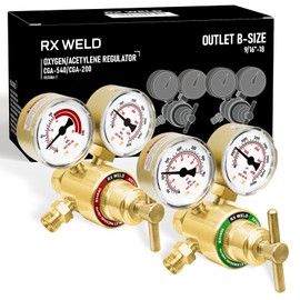 RX WELD Oxygen Acetylene Regulator Set, CGA-540 CGA-200 for MC Tanks, Outlet 9/16"-18 B-Size Medium Duty for Cutting Welding
