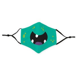 Weddingstar 3-Ply Kid's Washable Cloth Face Mask Reusable and Adjustable with Filter Pocket - Little Green Monster