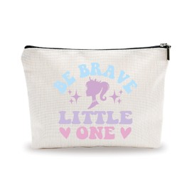 Makeup Bag For Girls - Be Brave, Little One - Girl Avatar Positive Quotes Cosmetic Bag For Teens, Encouraging Gift For Women, Girls, Sister, Cotton Linen Makeup Bag, Women Accessories & Decorations-15