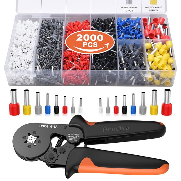 Ferrule Crimping Tool Kit with 2000PCS Wire Connectors, Preciva AWG23-7
