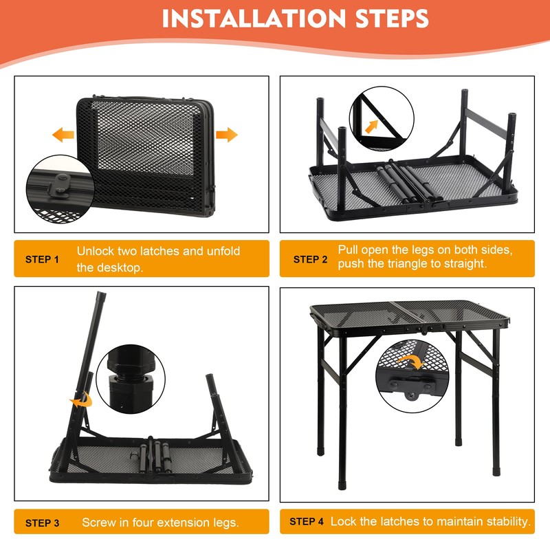 GREGIN Camping Table with Mesh Desktop, Lightweight & Portable Folding