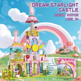 Girls Castle Building Blocks Set, Pink Princess Castle Building Toy, Girls Dream House Toy Gifts for Kids Ages 6+, 347 PCS