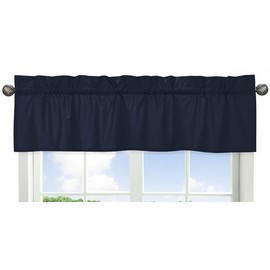 Solid Navy Blue Window Treatment Valance for Space Galaxy Bedding Collection
