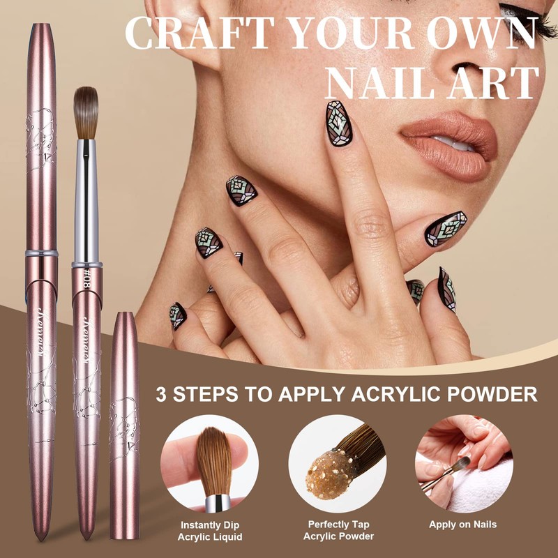 Acrylic Nail Brush Size 8,KEMEISI 100% Pure Kolinsky Nail Art