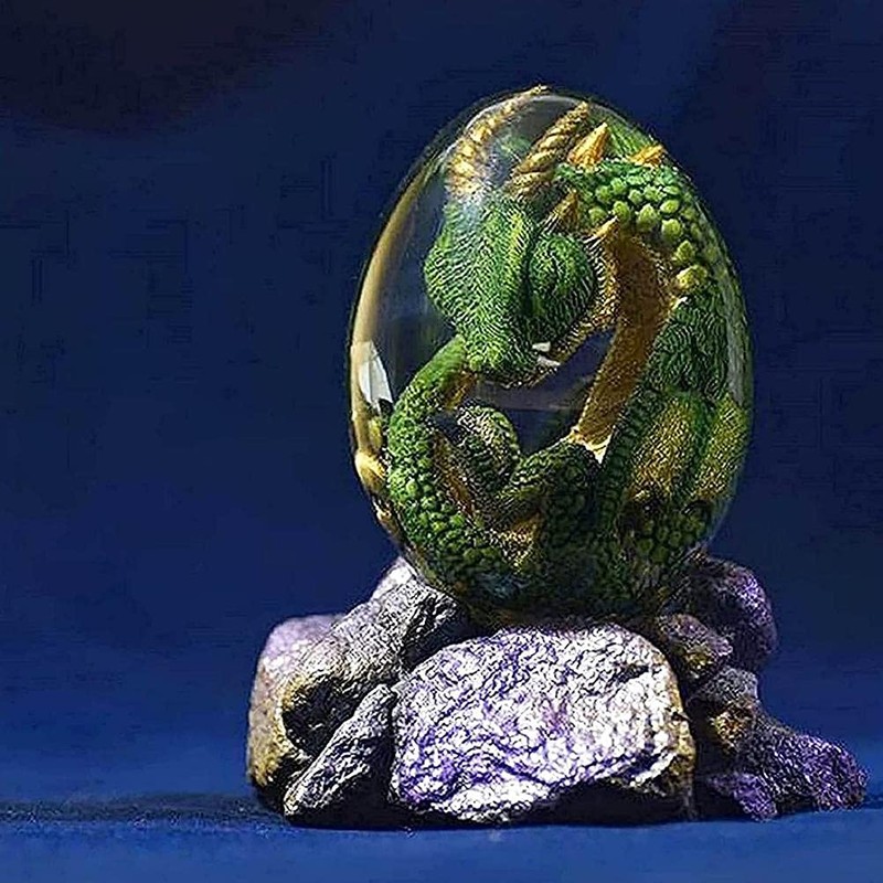 KKPLZZ Crystal Lava Dragon Eggs, Mysterious Dinosaur Eggs with Display