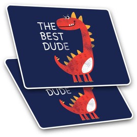 Rectangle Stickers (Set of 2) 10cm - Best Dude Dinosaur Kids Boys Fun Decals for Laptops,Tablets,Luggage,Scrap Booking,Fridges, 14737