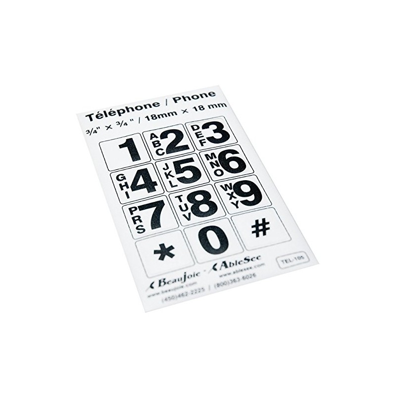 Telephone Stickers - Black on White - Alphanumeric