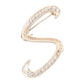 PATIKIL Letter Brooch Pins, Initial Letter S Rhinestone Broaches Metal Crystal Alphabet A-Z Lapel Pin for Women Jewelry Gift Suit Clothes Hat Dress Coat Craft, Gold Tone
