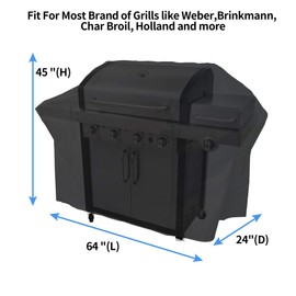 NEXCOVER Grill Cover, 64 Inch Waterproof BBQ Cover, 600D Heavy Duty Gas Grill Cover,Rip Resistant Barbecue Cover for Weber,Brinkmann, Char Broil, Holland (64 inch)