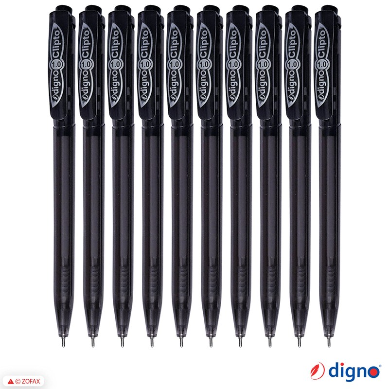 DIGNO Retractable Click Ballpoint Pens, BLACK, 1.0mm Medium Point, Pack