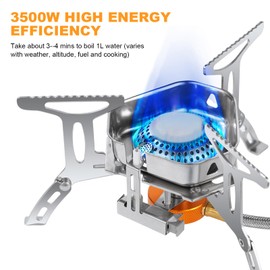 Adiwo Camping Stove 3500 W Gas Stove with Piezo Ignition and Carry Box Gas Camping Stove Portable Gas Burner Windproof Camping Gas Stove for Outdoor Picnic Trekking Hiking