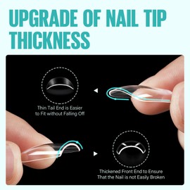 TOMICCA Fake Clear Nails, Short Square False Nail Tips, 216Pcs Nail Extension Tips for DIY Salon Gift