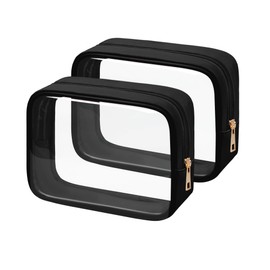 Ebbniur TSA Toiletry Bag Clear Makeup Bag Travel Essentials Cosmetic Bag for Men and Women White 2Pcs